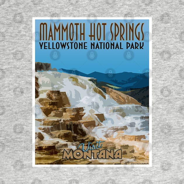 Mammoth Hot Springs retro travel poster image by Smyrna Buffalo